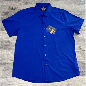 Suslo Couture Shirt Mens 3XL Royal Blue Luxury Button‎ Up Stretch Designer NEW